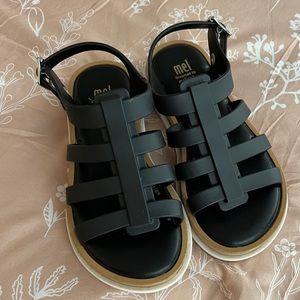 Mini Melissa matte black waterproof girls sandal size 1